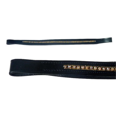 PADDED BROWBAND WITH MULTI-COLORED STONES CHAIN