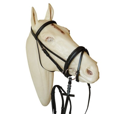LEATHER BRIDLE RAISED PADDED BRIDLE WITH RUBBER WEB REINS
