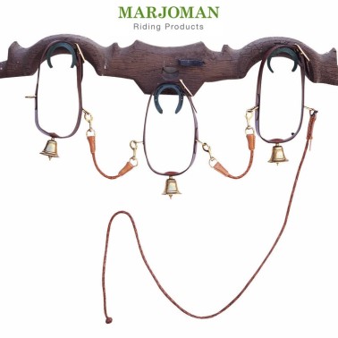 SET OF COLLARS FOR SHOW OF MARES (LEATHER COLLAR WITH BELL, MADRINAS AND LEATHER THREAD LEAD)
