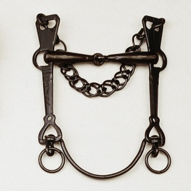 SPANISH BIT JOINTED MOUTH CURVED BAR WITH CURB CHAIN
