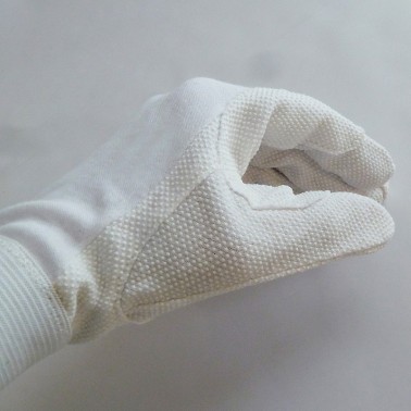 COTTON GLOVES WITH VELCRO AND RUBBER PEAK