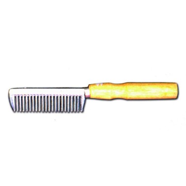 Aluminum mane comb with wooden handle